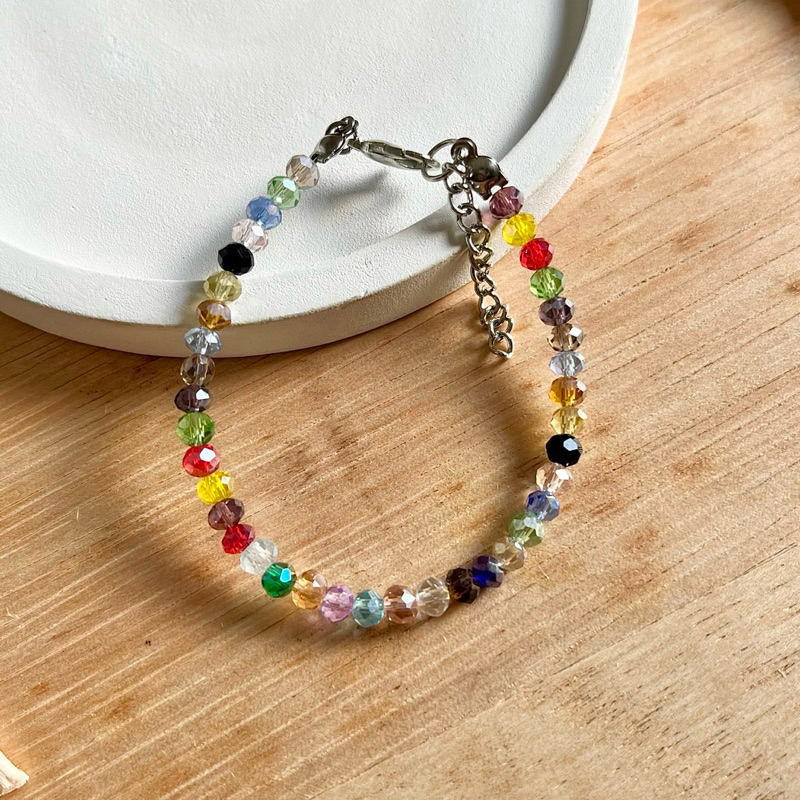 (P3L) Stainless | Gelang Manik Mote Kristal Batu Swarovski Handmade Murah | Gelang Manik Wanita | Ge