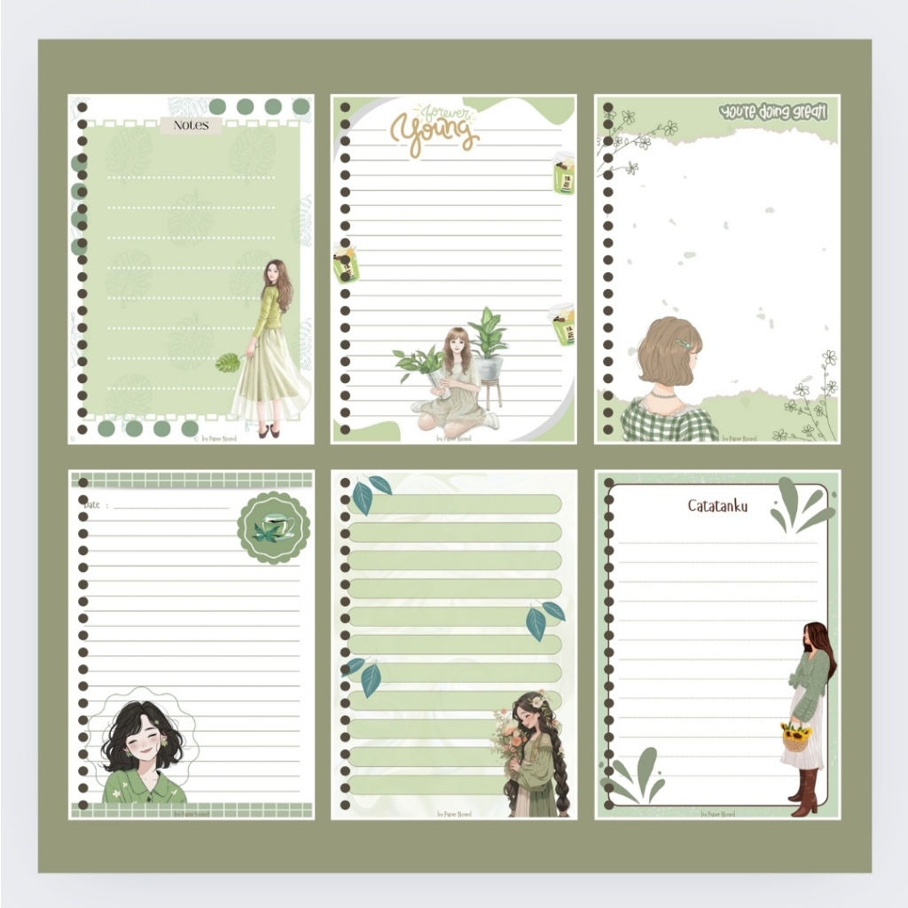 

Loose Leaf Refill Kertas Binder Ukuran A5 Untuk Notebook Tema Warna Hijau by Paper Noind