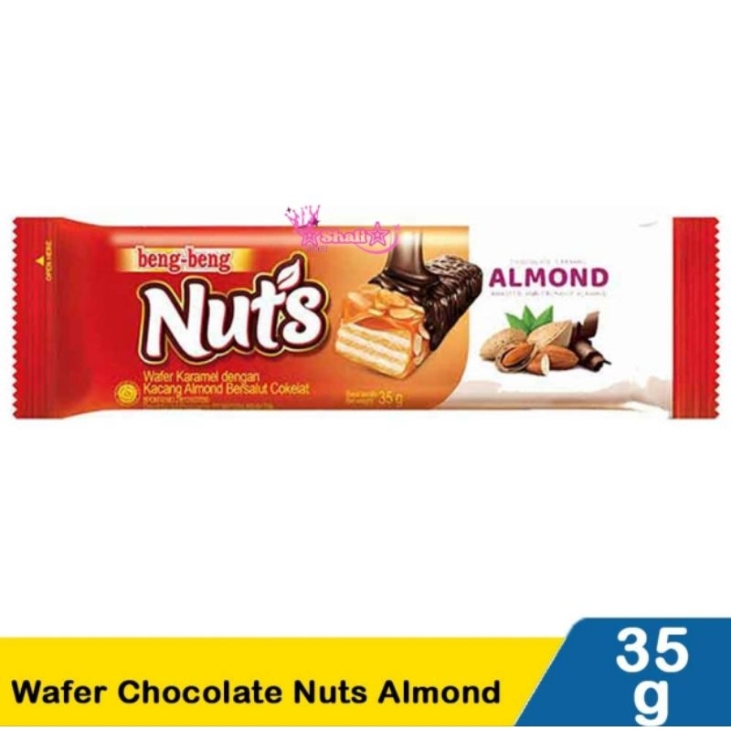 

Beng beng nuts almond 1 pcs @ 35gr | beng-beng nuts almond | wafer cokelat caramel almond