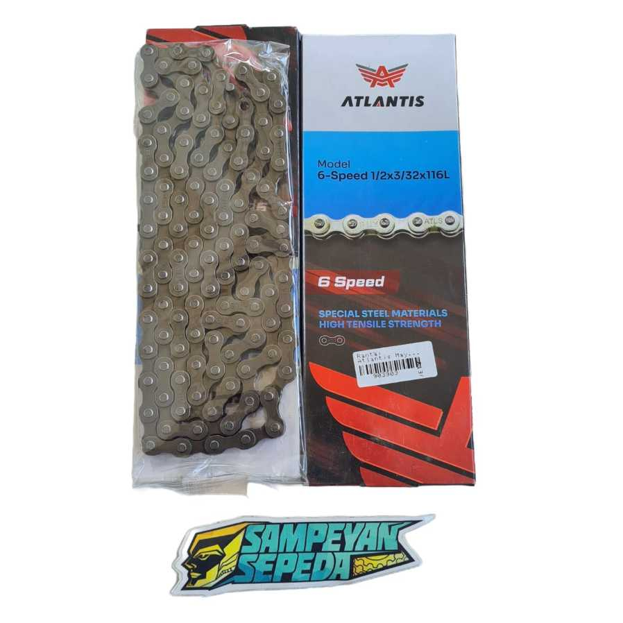 Rantai Sepeda Atlantis 116L 6 Speeds Ukuran 1/2" x 3/32" Chain Sepeda BMX Mini Federal Lama Sierra