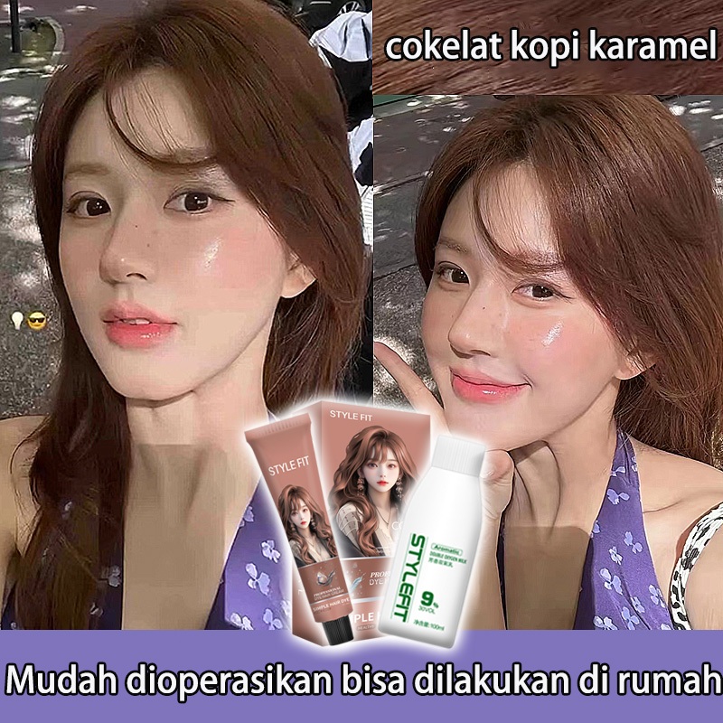 【Ready】【Beli 100ml gratis 00ml】Pewarna rambut alami berbasis tanaman terbaru, dilengkapi dengan set 