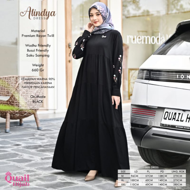 Gamis Polos Bordir Alindya by QuaiL Hijab