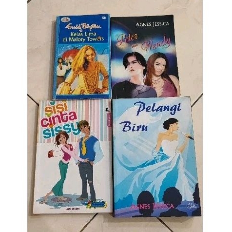 Novel romansa buku cerita cinta by Agnes Jessc Pelangi biru- peter dan wendy, sisi cinta sissy, kela