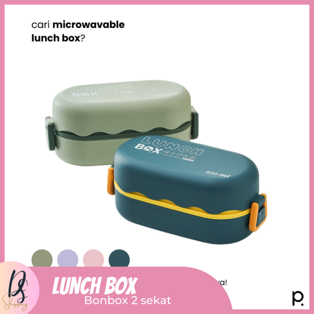 LUNCH BOX 2SEKAT BONBOX Microwaveable Food Grade / Kotak Bekal Makan / Kotak Makan