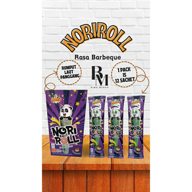 

Nori Roll Rumput Laut rasa Barbeque 1 box isi 12 sachet 30 gram / Rumput Laut Nori Roll Bbq 2,5 gram per sachet