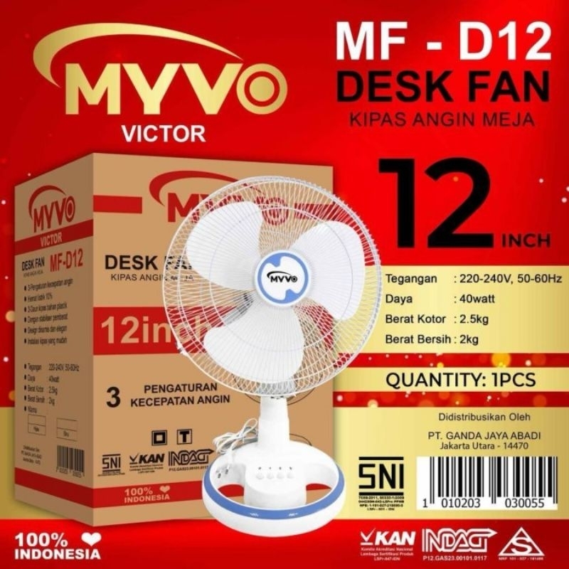 kipas myvo Desk fan MF-D12 12 inch