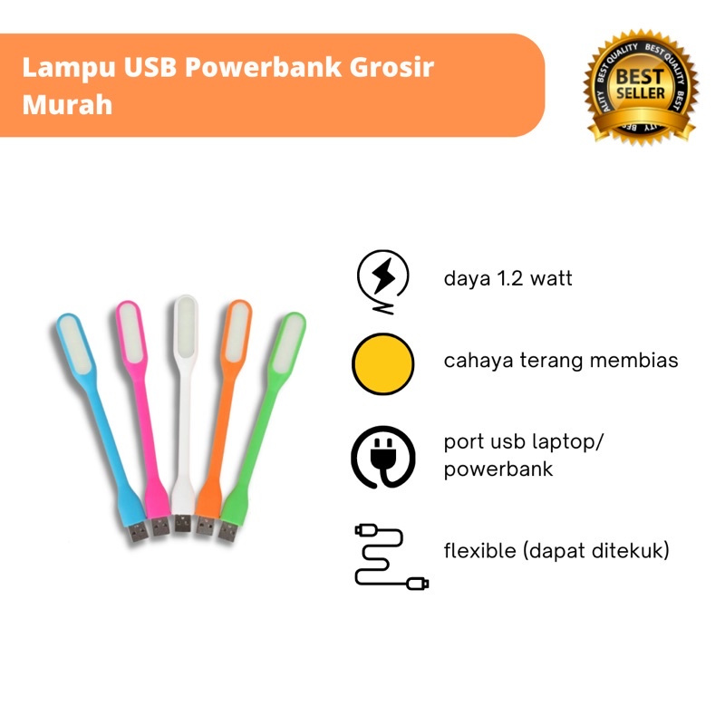 Lampu Sikat USB LED Stick Light Powerbank Warna Warni