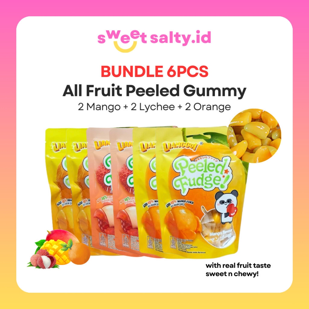 

HALAL Lianggui Bundle 6in1 All Fruit Peeled Gummy | Permen Buah | Permen Lunak Aneka Rasa | Permen Mangga | Permen Leci | Permen