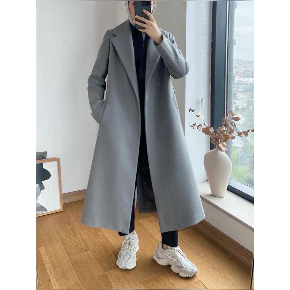 Long Coat Hijab Blazer Wanita Panjang - Blazer Panjang Wanita Muslim Hitam S-4XL