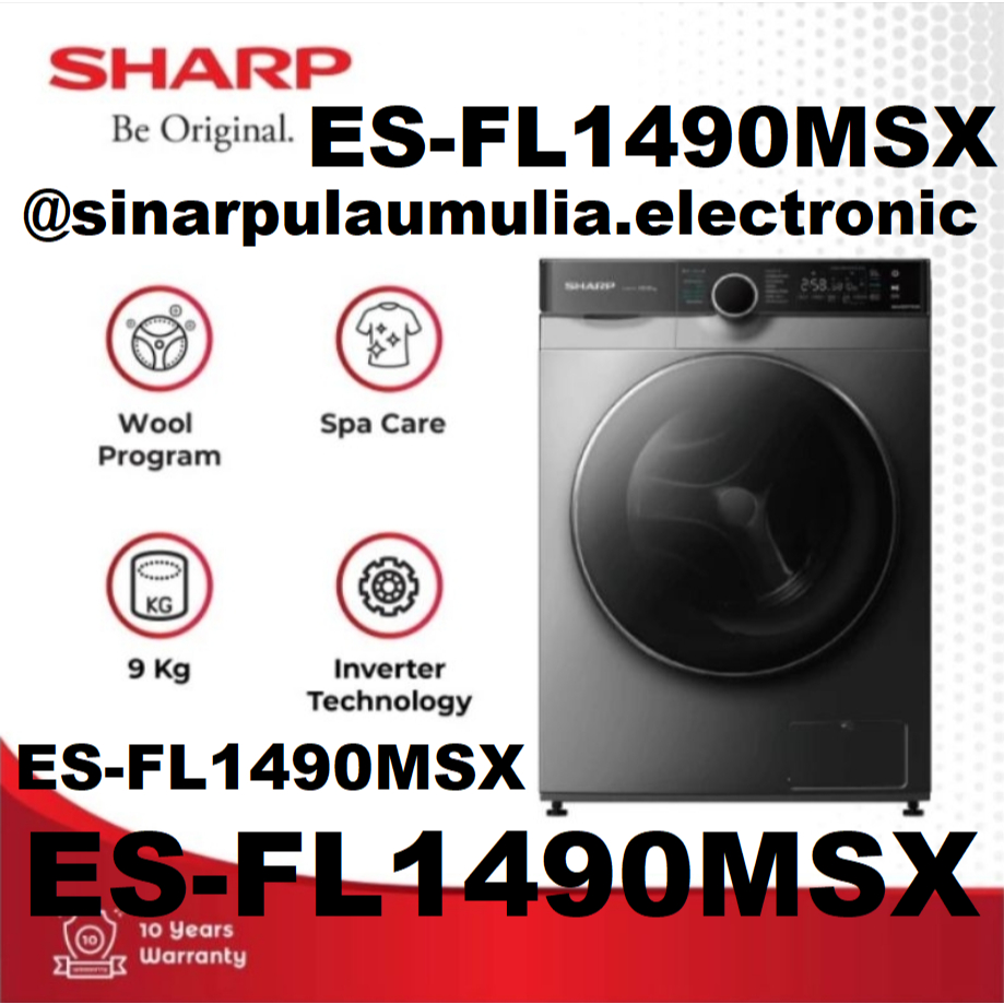Sharp ES-FL1490MSX Mesin Cuci Front Loading 9 kg Putih dengan Teknologi Inverter