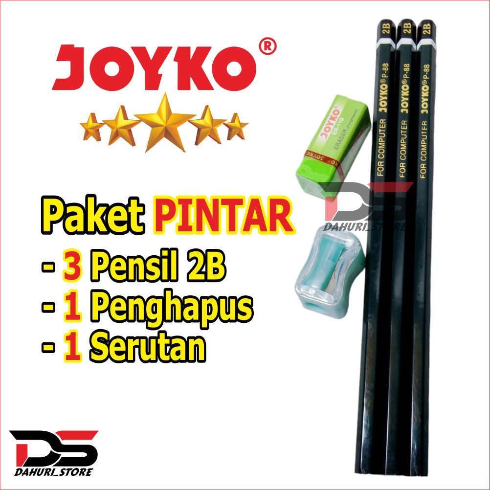 

PAKET PINTAR PENSIL 2B PENSIL JOYKO P-88 2B PENCIL JOYKO 2B + PENGHAPUS JOYKO + SERUTAN JOYKO
