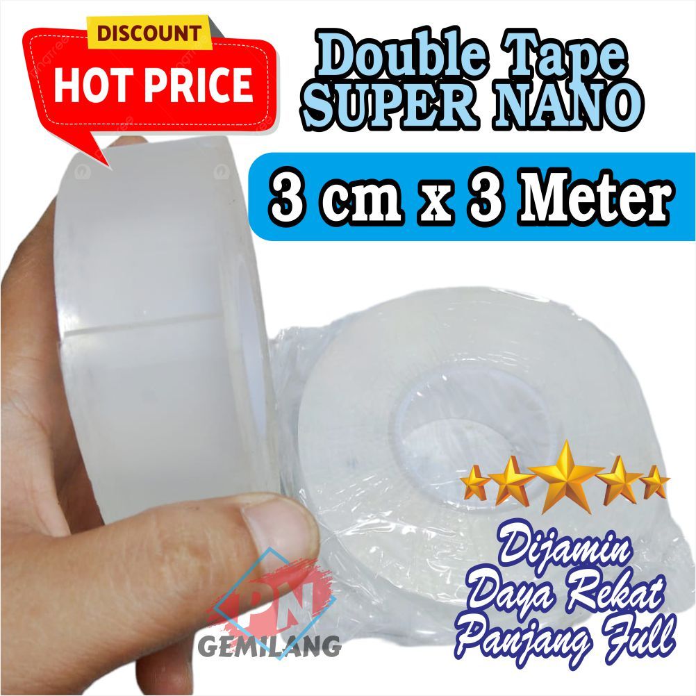 

DOUBLE TIP PEREKAT LAKBAN GEL ANTI AIR SUPER KUAT DOUBLE TAPE NANO BENING 3 CM X 3 METER