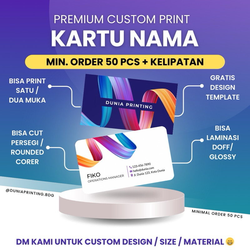 

[EXPRESS] Cetak Kartu Nama Murah | Custom | 1 Sisi / 2 Sisi | Premium Quality | Harga Per Piece