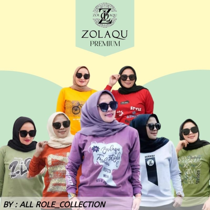 (E03) Zolaqu atasan wanita premium terbaru kekinian bahan combat 24 S/atasan lengan panjang