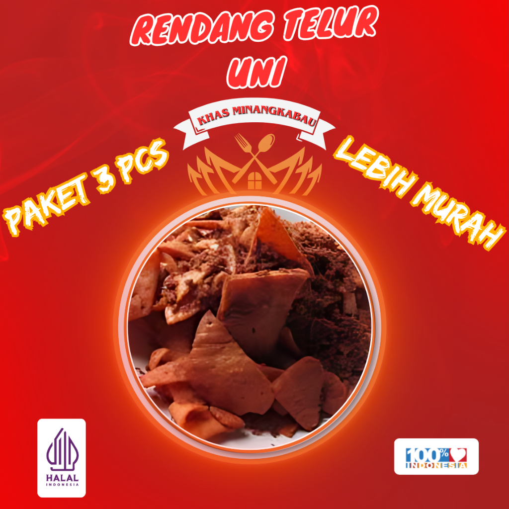 

Paket 3 Pcs Rendang Telur Crunchy Uni 100 Gr Khas Padang / Randang Talua Kriuk / Kripik Telur / Keripik Cemilan Snack