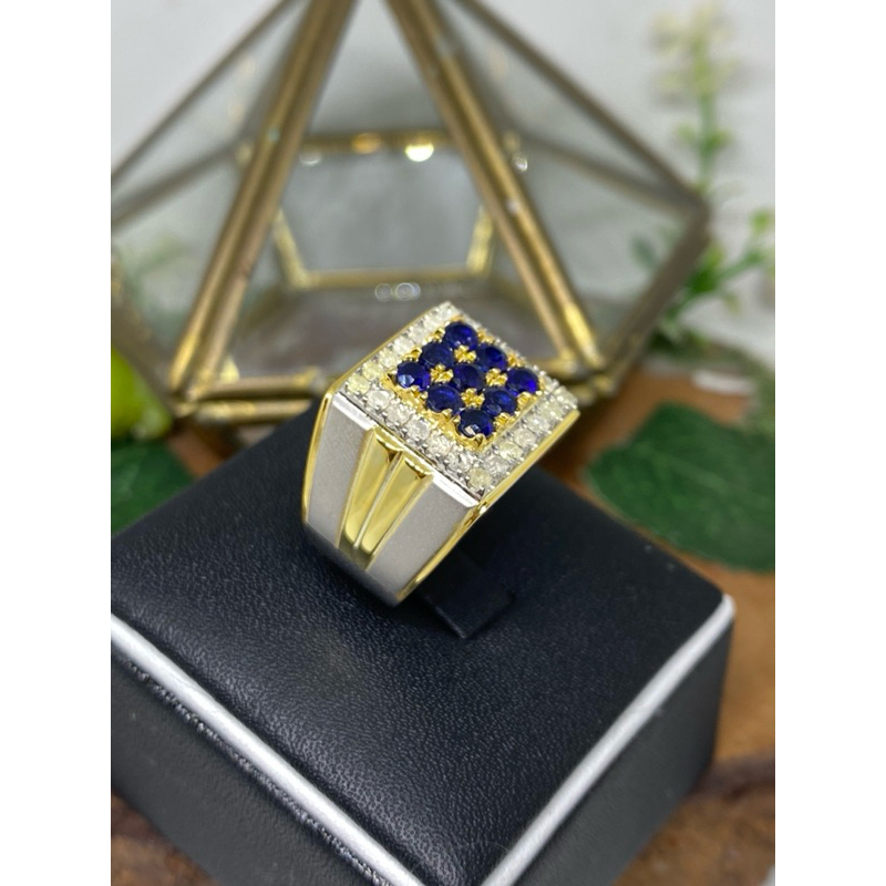 promo cincin perak blue safir&berlian eropa