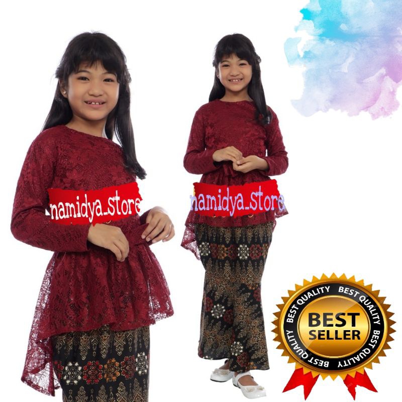 Oneset brukat rok duyung batik model kebaya anak perempuan terbaru