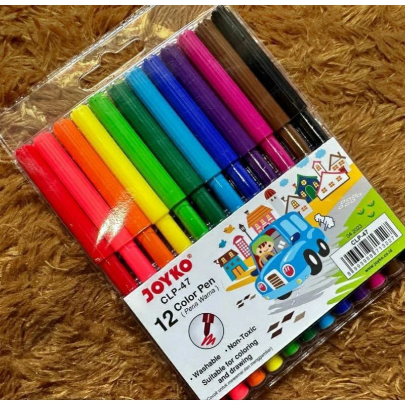 

Pen Warna Joyko CLP-47 || Spidol Warna isi 12 warna Washable (bisa di cuci)