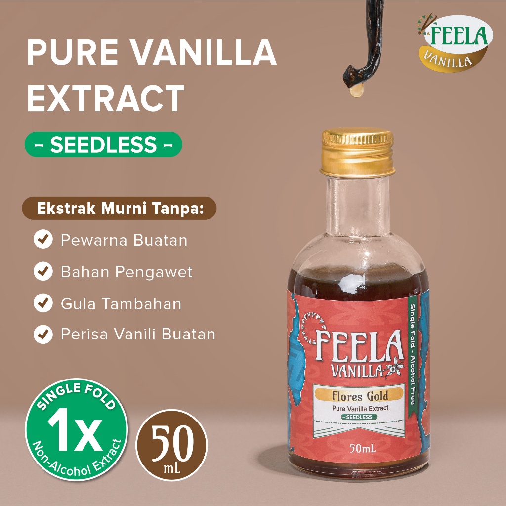 

Feela Vanilla Glycerine Extract 50ml - Ekstrak Vanilla Alami - 1 Fold