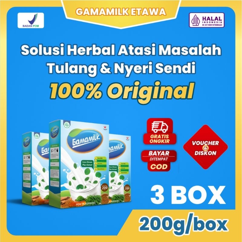 

GAMAMILK 3 BOX - Susu Etawa Plus Gamat Ampuh Atasi Nyeri Sendi Rematik Sesak Nafas & Asam Lambung