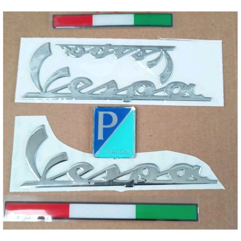Emblem tulisan vespa buat motor uwinfly T3 T3pro T3S T5 v7 goodrich exotic sprinter  prime green tec