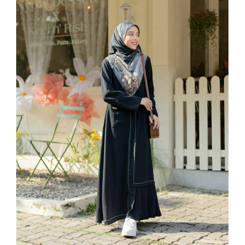 SHELEE DRESS JILBRAVE | Gamis Basic Casual Polos Minimalist dengan Aksen Rok Lipit | Loose Dress