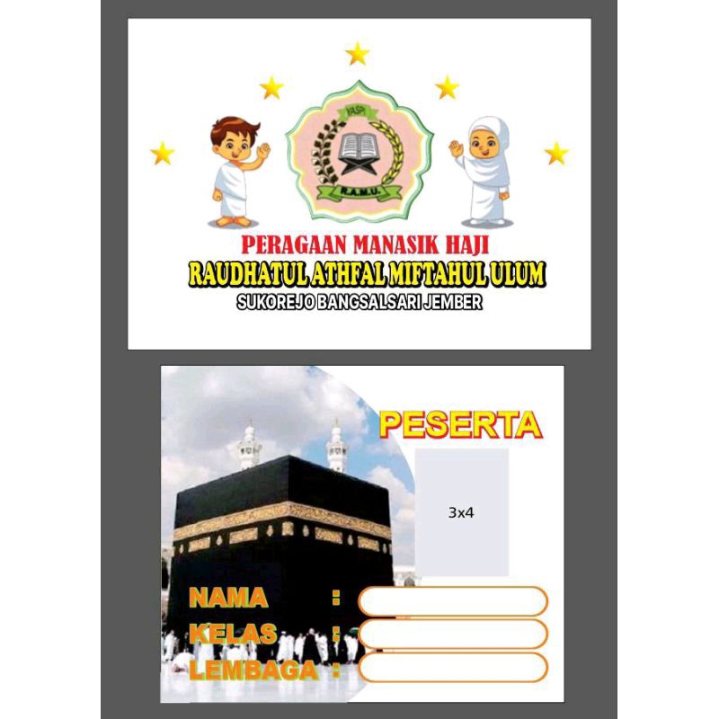 Tas manasik haji costum logo dan nama sekolah warna putih dan