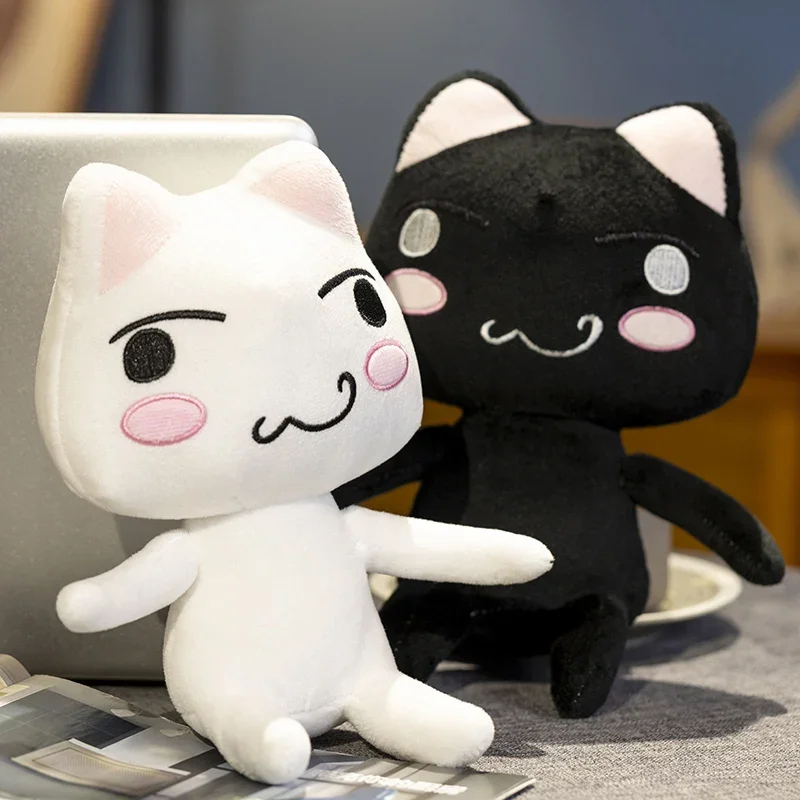 Plush Anime Game New Toro Inoue Cat  Doll Stuffed Kittens Plushie Cartoon Couple Black and White Cat