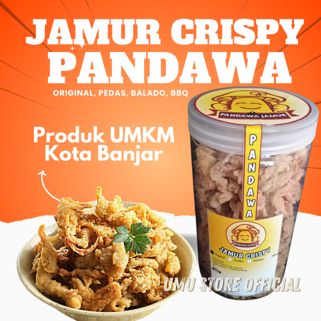 

Pandawa Jamur Tiram Crispy Kiloan Pouch Kriuk Cikruh Original Pedas Jajanan Cemilan Murah Enak Gurih Keripik Snack Grosir Kerupuk Krispi Renyah Toples