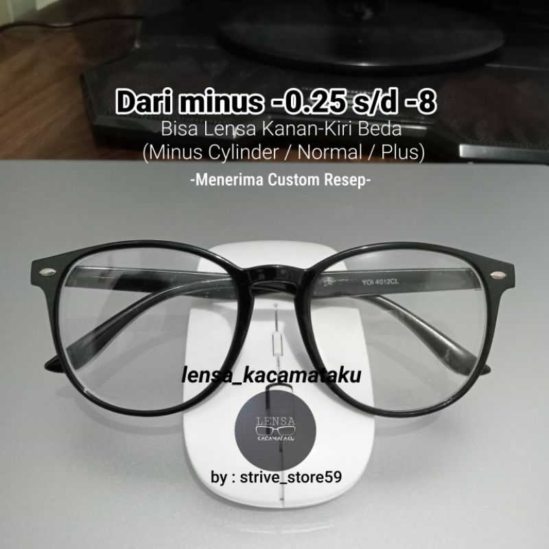 Kacamata Bulat Oval Besar Lensa Radiasi Antiradiasi UV Crmc Minus 4,5 6,25 5,75 Beda Ukuran Mines Si