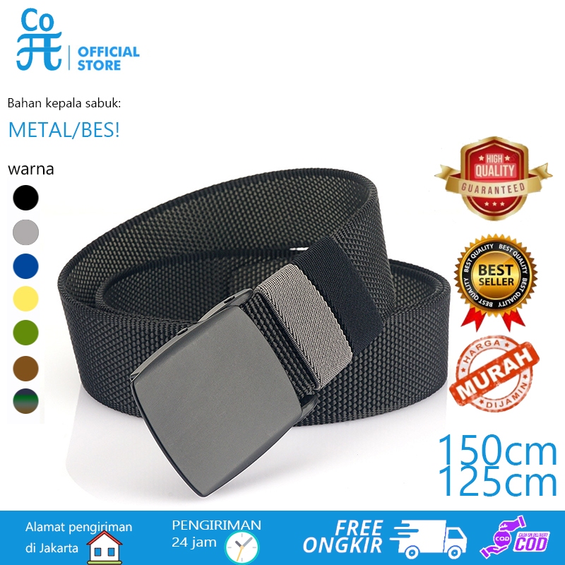 COππ Ikat Pinggang Pria Canvas sabuk Casual Nylon Premium Ikat Pinggang Canvas Army Metal Multicolor