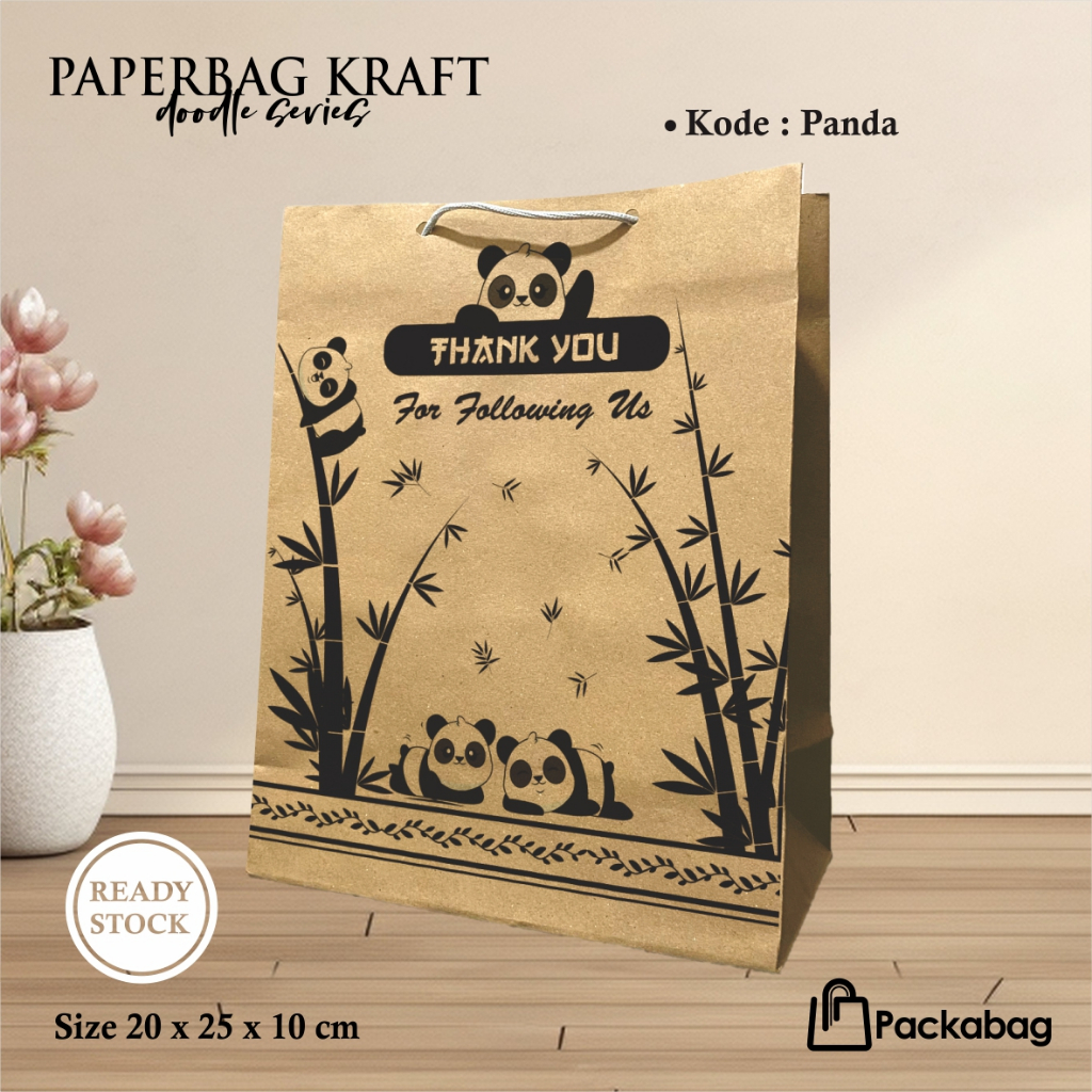 

PAPER BAG MURAH MOTIF PANDA READY STOCK UKURAN 20 X 25 X 10