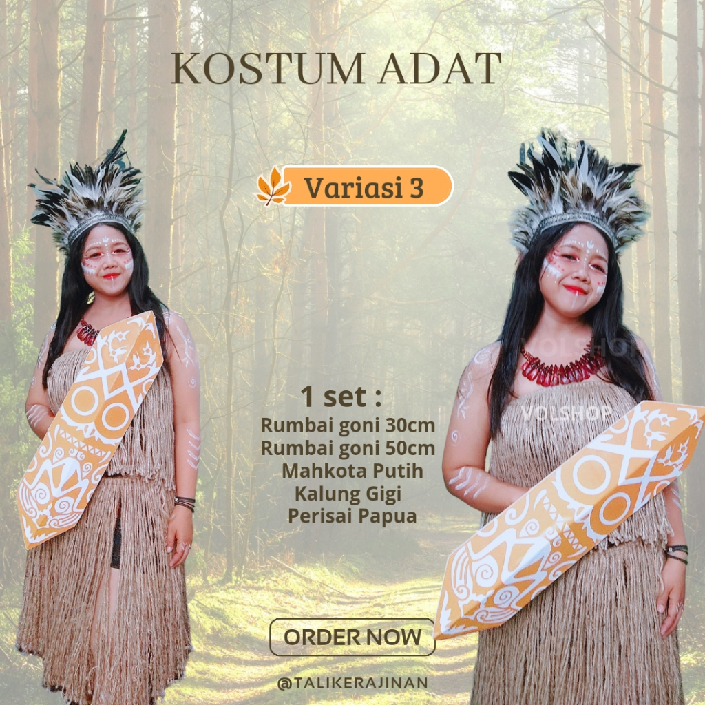 PAKAIAN TRADISIONAL SUKU PAPUA ADAT KOSYM KARNAVAL DEWASA WANITA HARI MERDEKA AGUSTUSAN