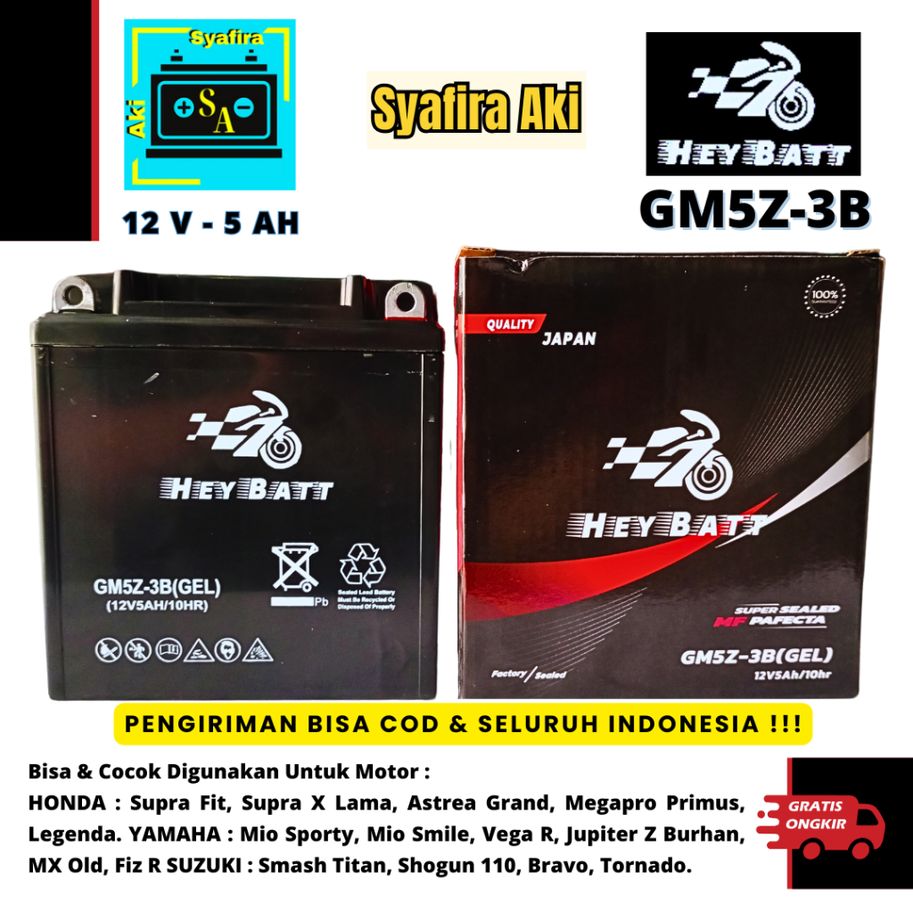 Aki Motor Yamaha Mio Sporty,Mio Smile Gm5z-3b Aki Kering