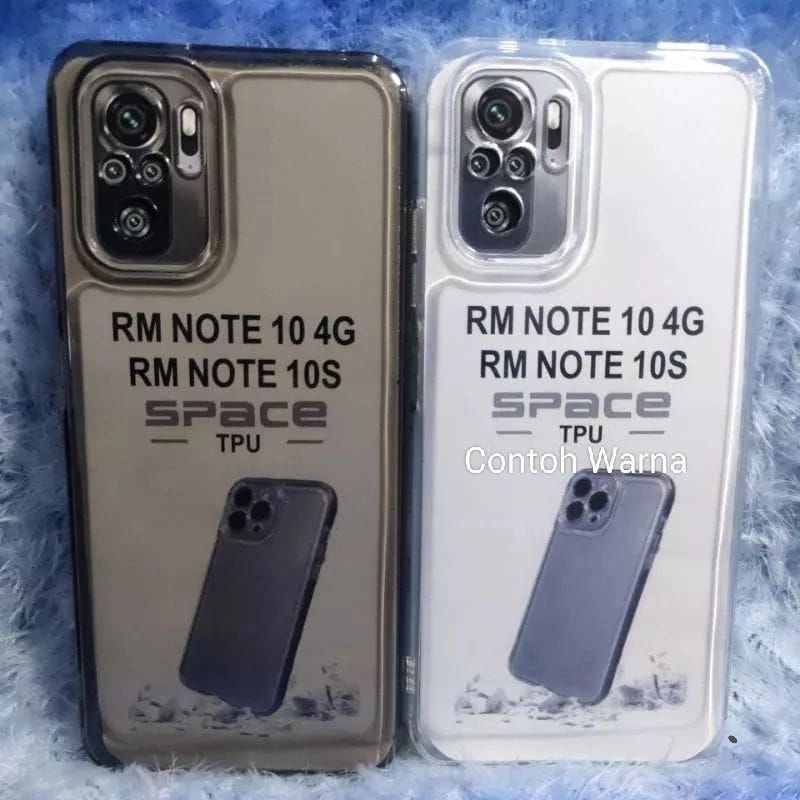 CASE Silikon hitam Bening Redmi Note 10 4G /Note 10S Softcase Clear Black Space