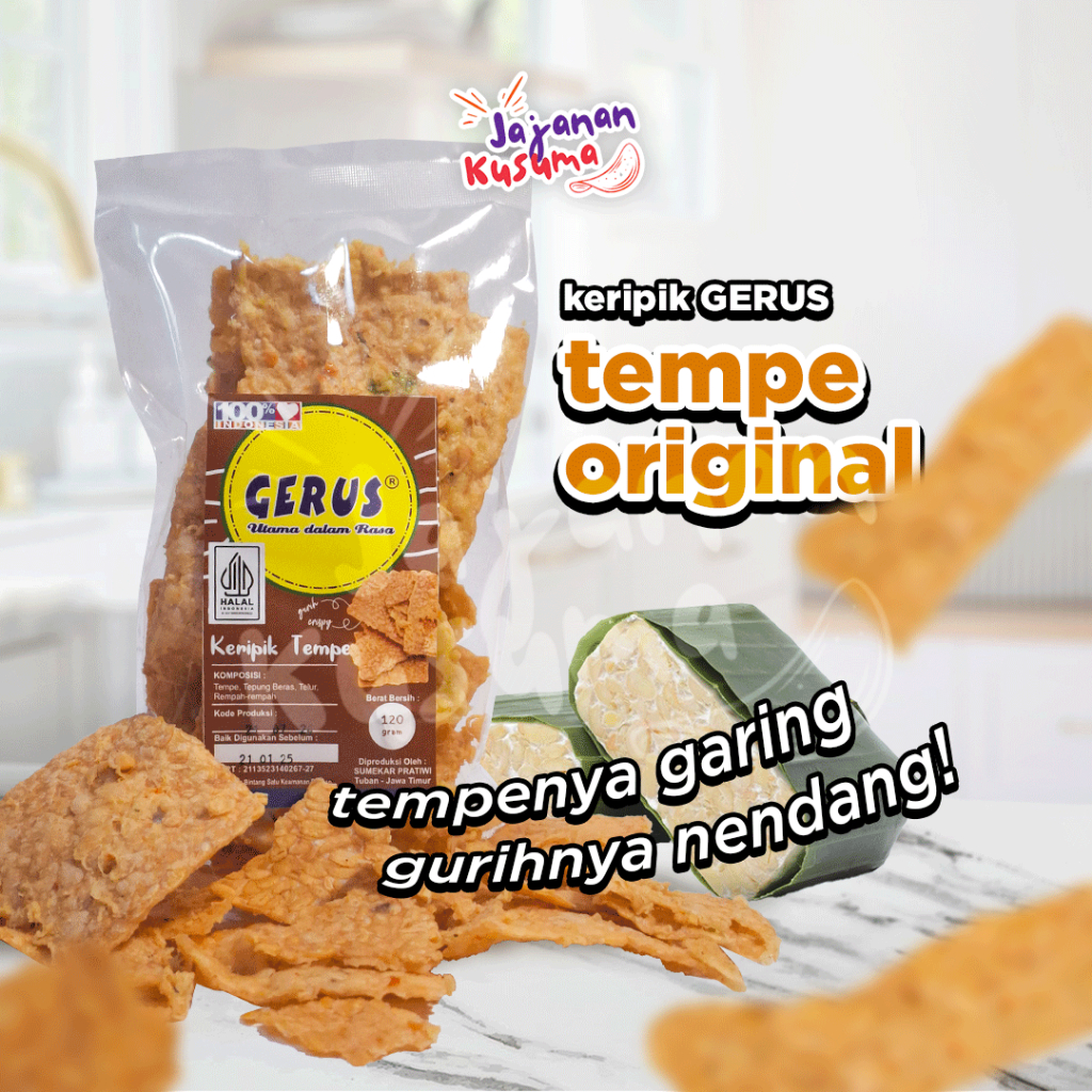 

Keripik Tempe Original Gerus 120gr | Kripik Tempe Gurih Krispi Kriuk Renyah Cemilan Makanan Ringan