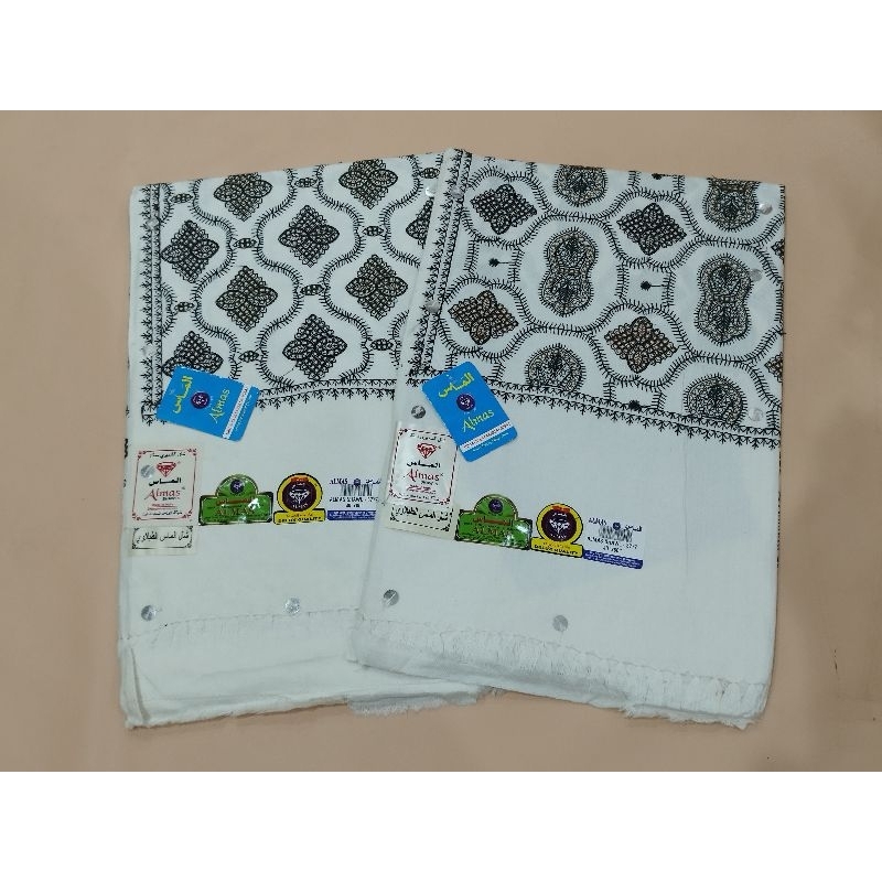 SORBAN PUTIH SULAM BORDIR ALMAS KASHMIRI 3777