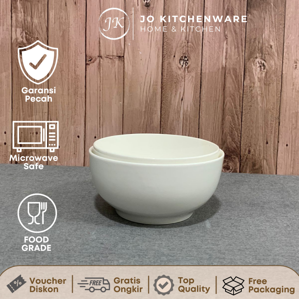 Mangkok keramik korea serbaguna putih polos tebal / 13,5 cm / 5,5” / SET 3 PCS 47-2