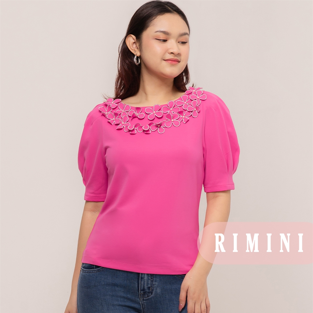 RIMINI - Atasan Wanita Kaos Casual Lengan Pendek Big Size - Lavela Flowers Top 85695