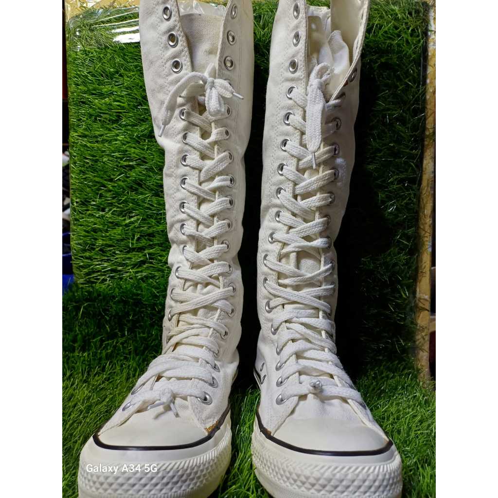 Sepatu Converse Knee High Lace Up Sneakers White 37,5 Preloved