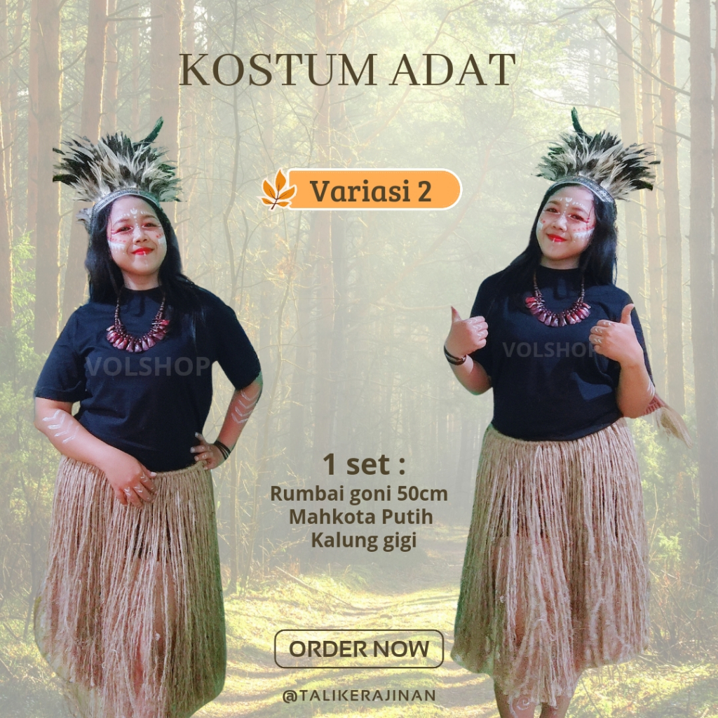 KOSTUM DEWASA WANITA ADAT PAPUA TRADITIONAL INDONESIA PAKAIAN ADAT SET KOSTUM PAWAI KARNAVAL