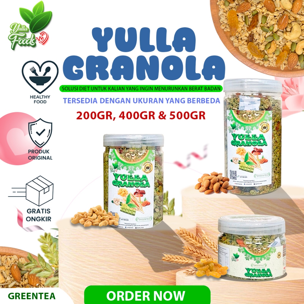 

Granola / Yulla Granola Green tea Makanan Sehat Rendah Kalori Diet Sehat Praktis 500gr -200gr
