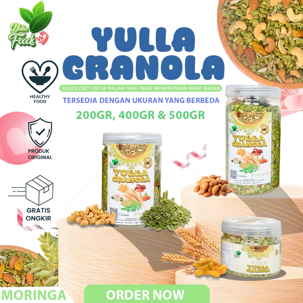 

Granola / Yulla Granola Moringa Makanan Sehat Rendah Kalori Diet Sehat Praktis 500gr - 200gr