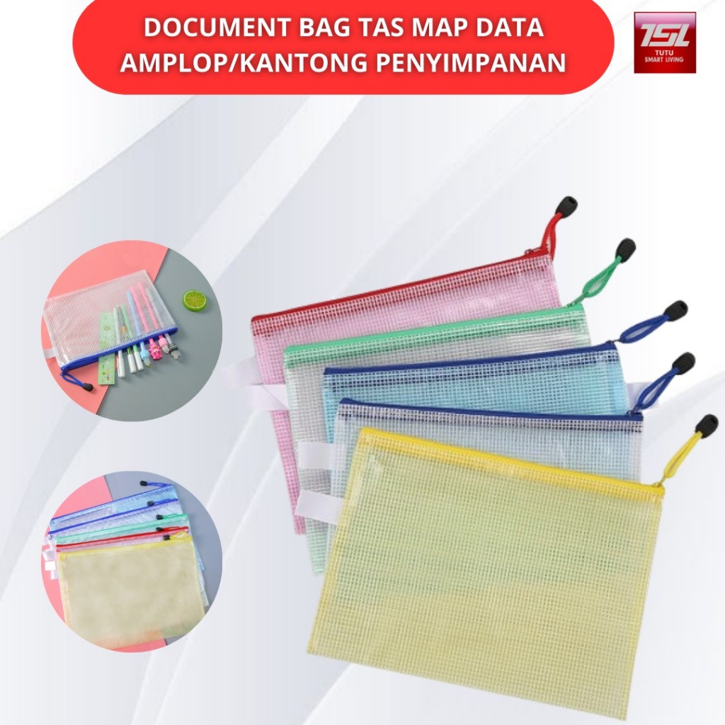 

TUTU Document Bag Tas Map Data Amplop/Kantong Penyimpanan/Map Data/Map Dokumen/Pouch Dokumen resleting