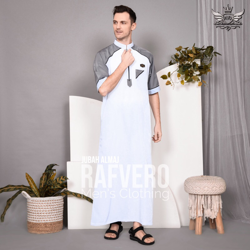 Gamis Pria Almaj Jubah Pria Lengan Pendek Original Rafvero