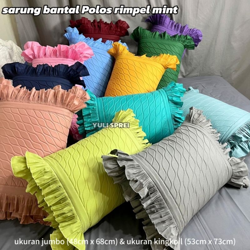 sarung bantal rempel mint dan guling polos