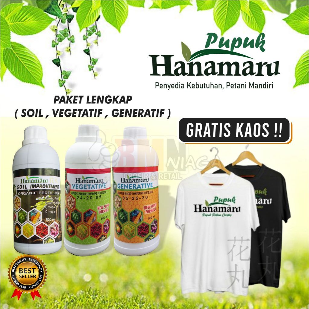 PAKET LENGKAP PUPUK CAIR HANAMARU - (FREE KAOS)