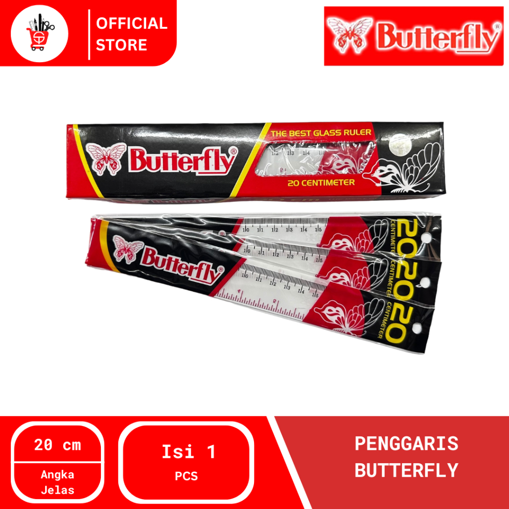 

Ruler | Penggaris Butterfly 20 cm (1 PCS)