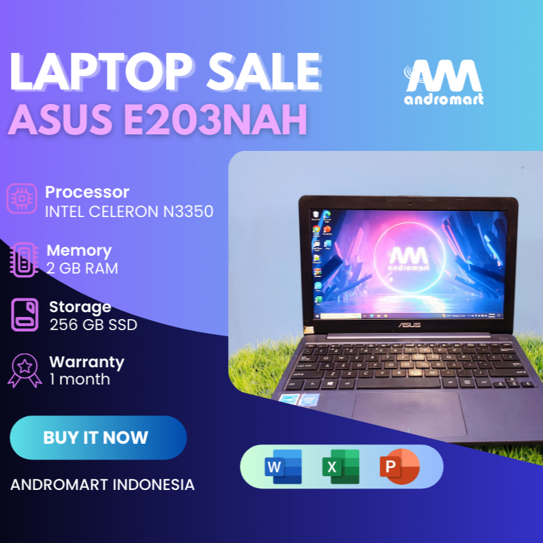 ASUS E203NAH Celeron N3350 | Laptop Notebook [SECOND] BERGARANSI