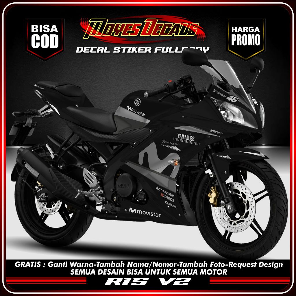 DECAL MOTOR R15 V2 - STIKER MOTOR R15 V2 FULL BODY MOTOR PREMIUM BERKUALITAS - VARIASI MOTOR R15 V2 